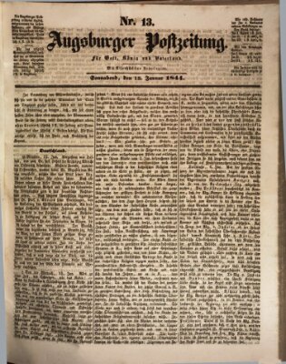 Augsburger Postzeitung Samstag 13. Januar 1844