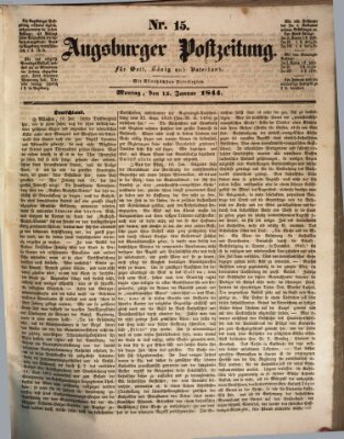 Augsburger Postzeitung Samstag 13. Januar 1844