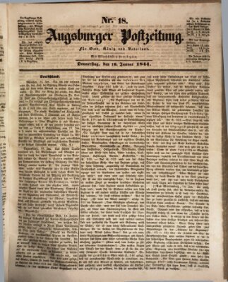 Augsburger Postzeitung Donnerstag 18. Januar 1844