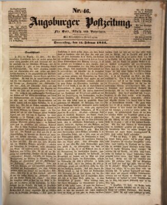 Augsburger Postzeitung Donnerstag 15. Februar 1844