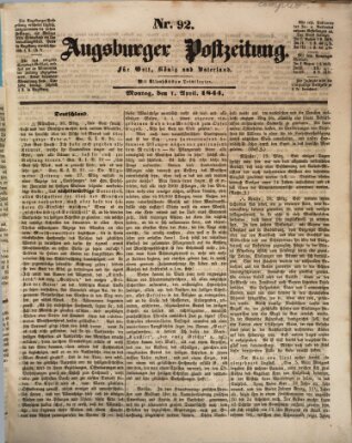 Augsburger Postzeitung Montag 1. April 1844