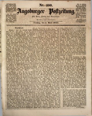 Augsburger Postzeitung Dienstag 9. April 1844