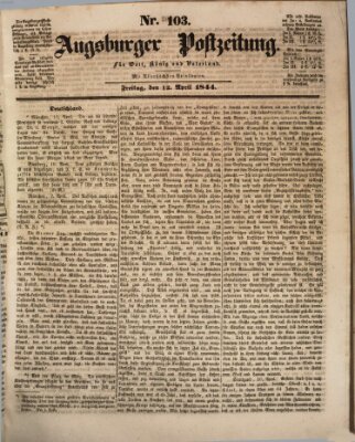 Augsburger Postzeitung Freitag 12. April 1844