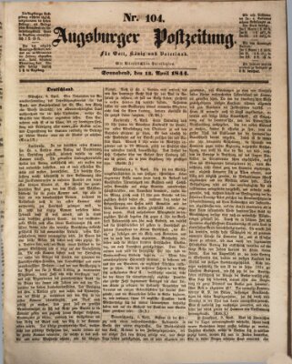 Augsburger Postzeitung Samstag 13. April 1844