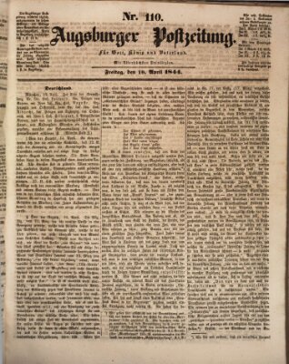 Augsburger Postzeitung Freitag 19. April 1844