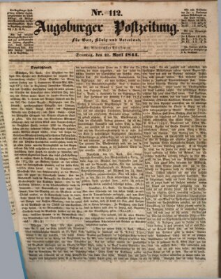 Augsburger Postzeitung Sonntag 21. April 1844