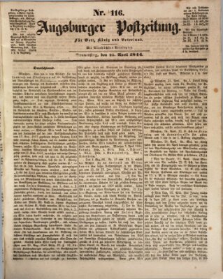 Augsburger Postzeitung Donnerstag 25. April 1844