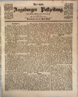 Augsburger Postzeitung Samstag 27. April 1844