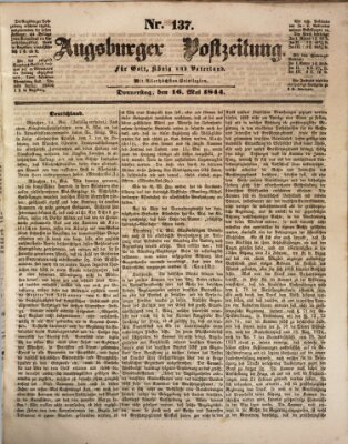 Augsburger Postzeitung Donnerstag 16. Mai 1844