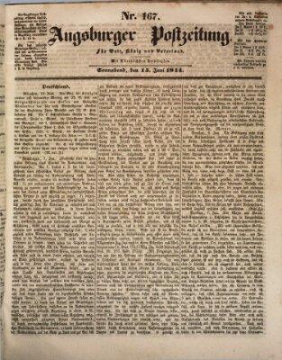 Augsburger Postzeitung Samstag 15. Juni 1844