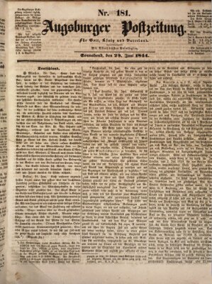 Augsburger Postzeitung Samstag 29. Juni 1844