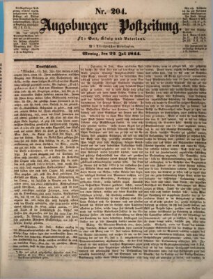 Augsburger Postzeitung Montag 22. Juli 1844