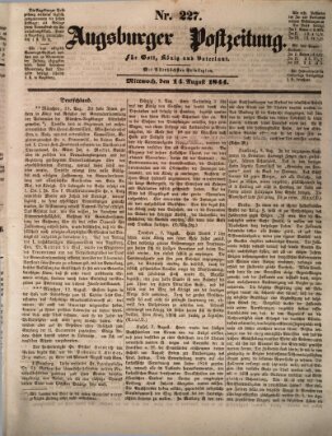 Augsburger Postzeitung Mittwoch 14. August 1844