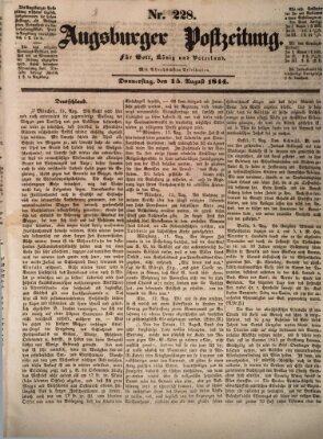 Augsburger Postzeitung Donnerstag 15. August 1844