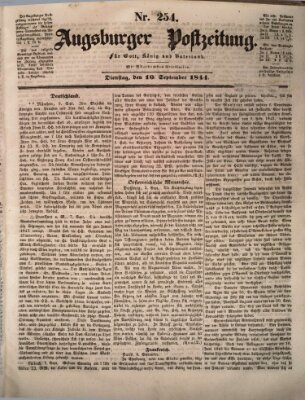 Augsburger Postzeitung Dienstag 10. September 1844