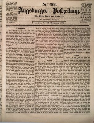 Augsburger Postzeitung Donnerstag 19. September 1844