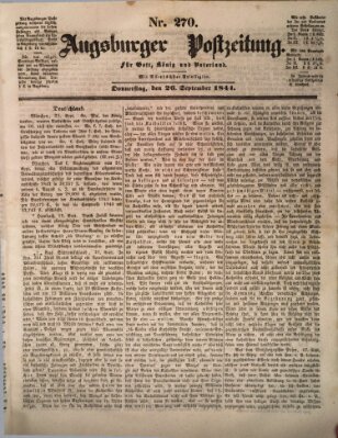 Augsburger Postzeitung Donnerstag 26. September 1844