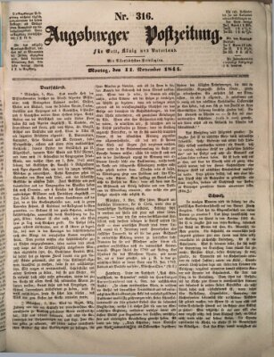 Augsburger Postzeitung Montag 11. November 1844