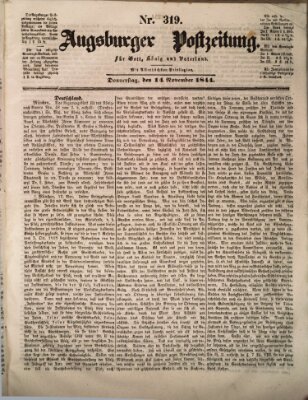 Augsburger Postzeitung Donnerstag 14. November 1844