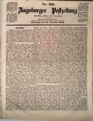 Augsburger Postzeitung Donnerstag 21. November 1844