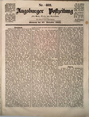 Augsburger Postzeitung Mittwoch 27. November 1844