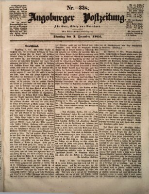 Augsburger Postzeitung Dienstag 3. Dezember 1844
