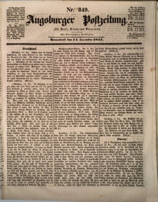 Augsburger Postzeitung Samstag 14. Dezember 1844