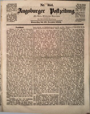 Augsburger Postzeitung Donnerstag 19. Dezember 1844