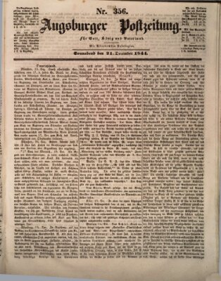 Augsburger Postzeitung Samstag 21. Dezember 1844