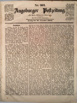 Augsburger Postzeitung Freitag 27. Dezember 1844