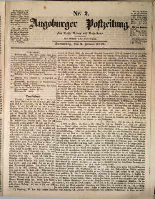 Augsburger Postzeitung Donnerstag 2. Januar 1845