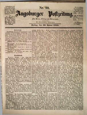 Augsburger Postzeitung Freitag 10. Januar 1845