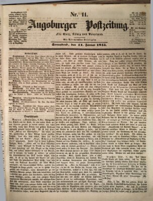 Augsburger Postzeitung Samstag 11. Januar 1845