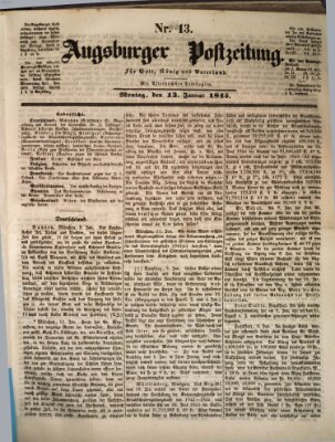 Augsburger Postzeitung Montag 13. Januar 1845