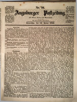 Augsburger Postzeitung Donnerstag 16. Januar 1845