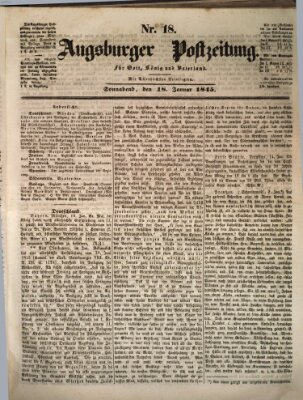 Augsburger Postzeitung Samstag 18. Januar 1845