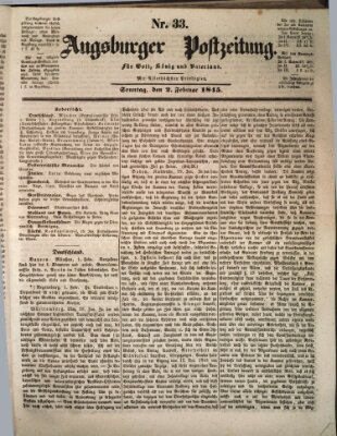Augsburger Postzeitung Sonntag 2. Februar 1845