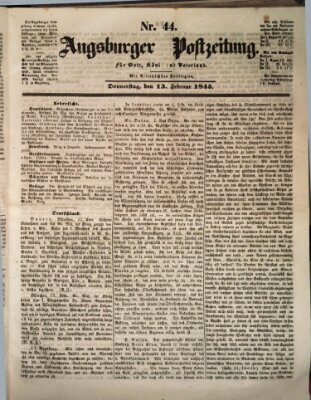 Augsburger Postzeitung Donnerstag 13. Februar 1845