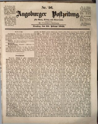 Augsburger Postzeitung Dienstag 25. Februar 1845