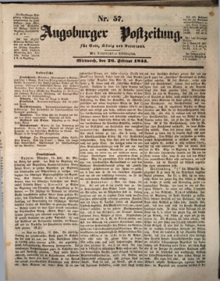 Augsburger Postzeitung Mittwoch 26. Februar 1845