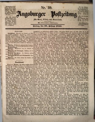 Augsburger Postzeitung Freitag 28. Februar 1845