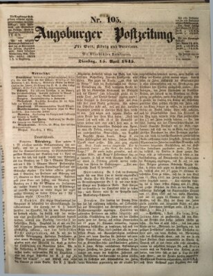 Augsburger Postzeitung Dienstag 15. April 1845