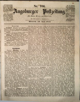 Augsburger Postzeitung Mittwoch 16. April 1845