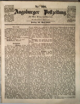 Augsburger Postzeitung Freitag 18. April 1845