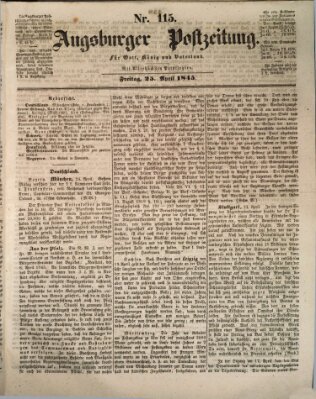 Augsburger Postzeitung Freitag 25. April 1845