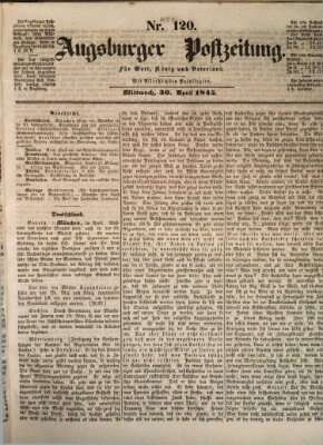 Augsburger Postzeitung Mittwoch 30. April 1845