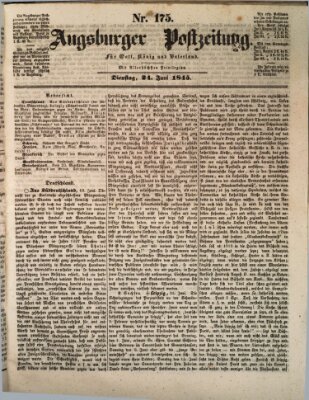 Augsburger Postzeitung Dienstag 24. Juni 1845