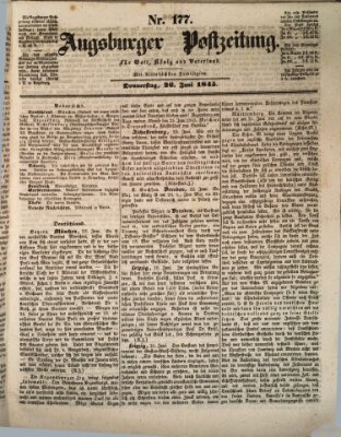 Augsburger Postzeitung Donnerstag 26. Juni 1845