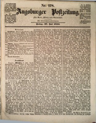 Augsburger Postzeitung Freitag 27. Juni 1845