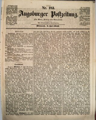 Augsburger Postzeitung Mittwoch 2. Juli 1845